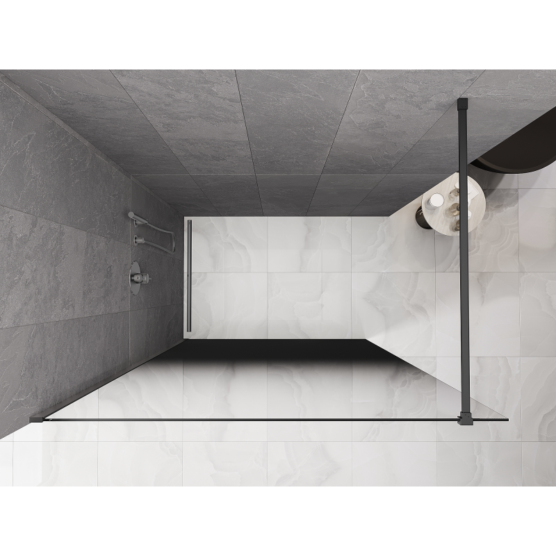 Mexen Kioto duša sienas Walk-in 120 x 200 cm, ombre melna 8 mm, pistoles metāls - 800-120-101-95-76