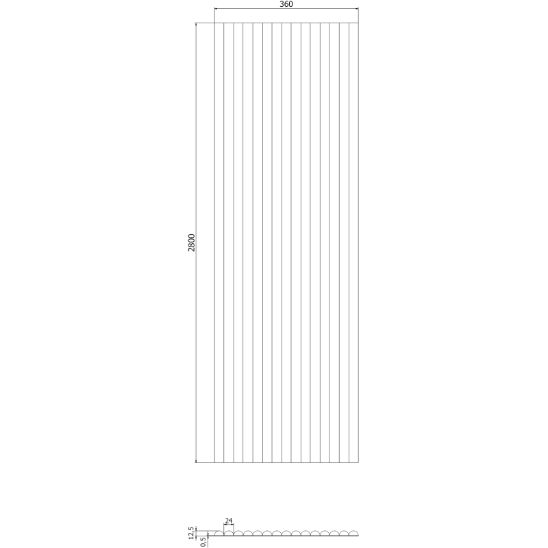 Mexen Ovalo 03 elastische, geriffelte Wandpaneele 280 x 36 cm, technisches Furnier, Mocca Eiche - S130-280-03-045
