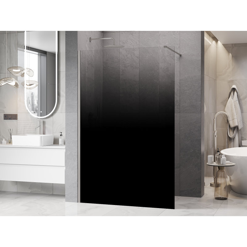 Mexen Kioto tuš stena Walk-in 140 x 200 cm, črna ombre 8 mm, brušeni nikel - 800-140-101-97-76