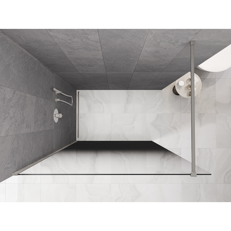 Mexen Kioto tuš stena Walk-in 140 x 200 cm, črna ombre 8 mm, brušeni nikel - 800-140-101-97-76