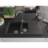 Mexen Matias Granitspüle 1,5-Becken mit Abtropffläche und Küchenarmatur Telma, schwarz/gold - 6502-75-670200-70