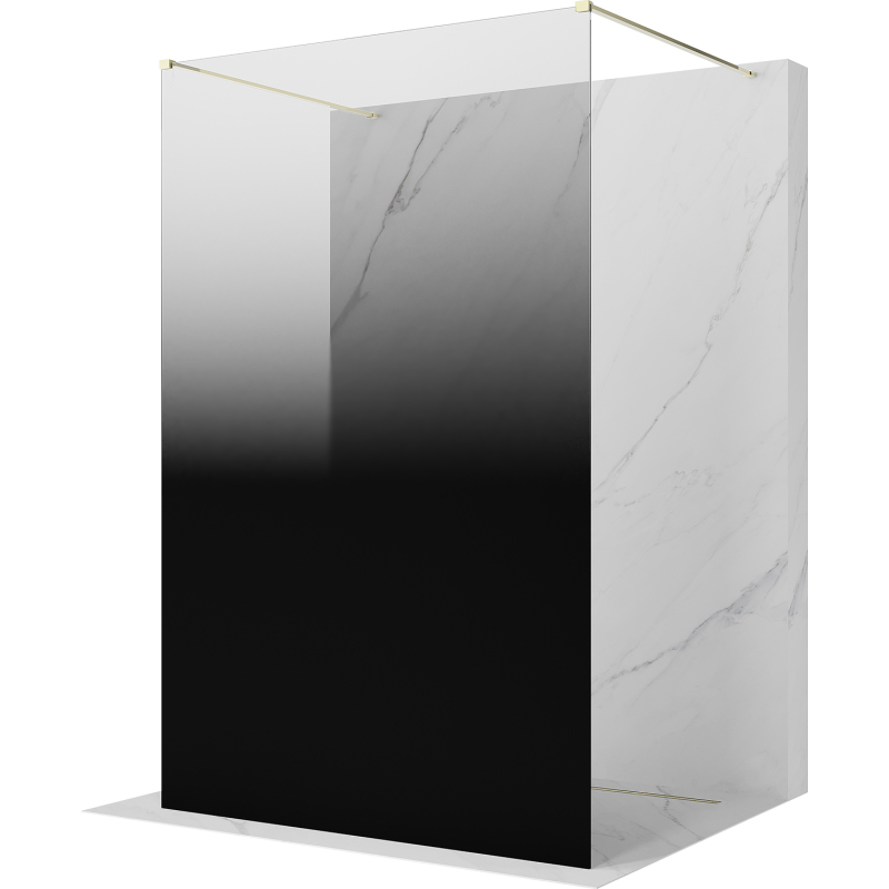 Mexen Kioto freestanding shower wall 130 x 200 cm, black ombre 8 mm, gold - 800-130-002-50-76