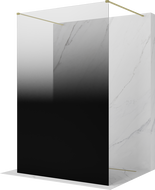 Mexen Kioto freestanding shower wall 130 x 200 cm, black ombre 8 mm, brushed gold - 800-130-002-55-76
