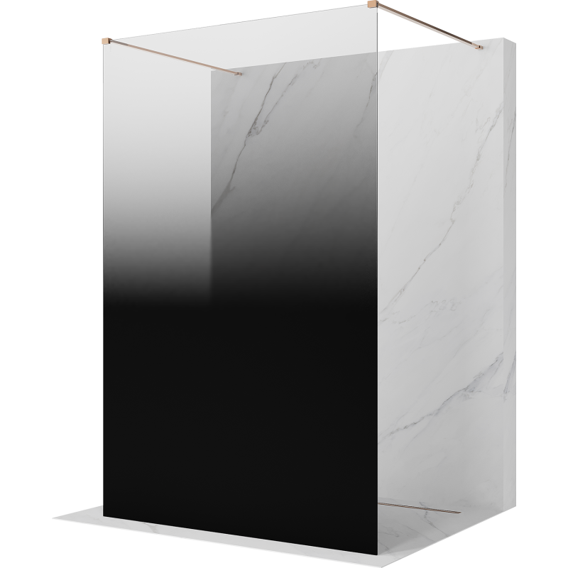 Mexen Kioto ścianka prysznicowa wolnostojąca 100 x 200 cm, ombre czarna 8 mm, różowe złoto - 800-100-002-60-76