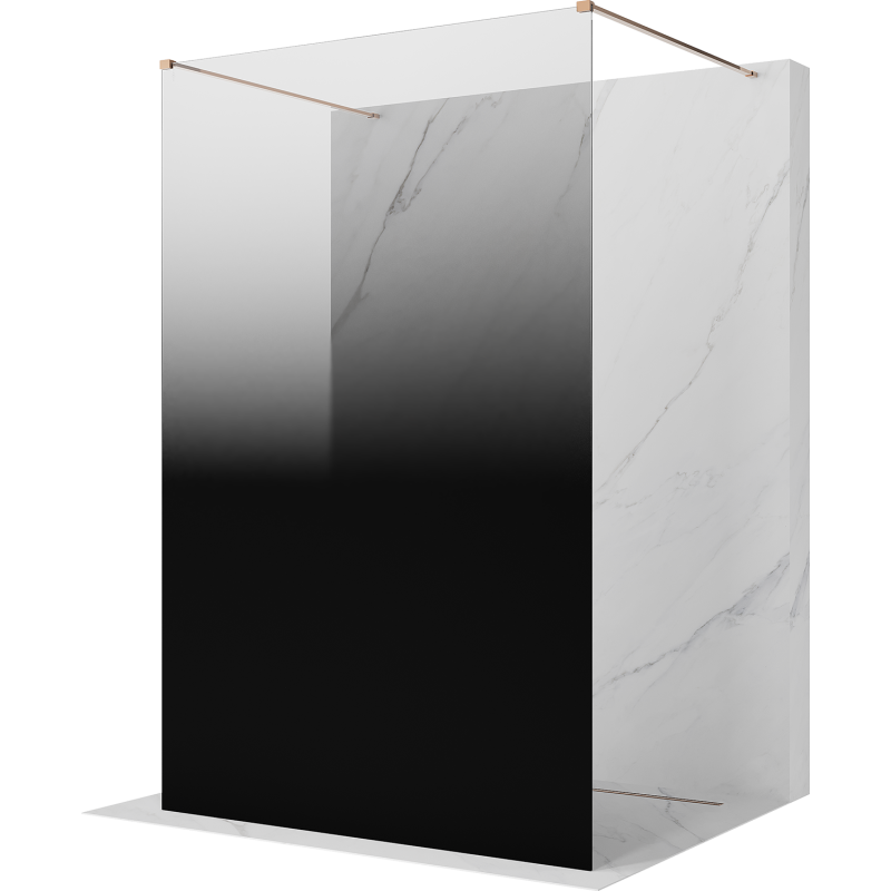 Mexen Kioto samostojeća tuš pregrada 120 x 200 cm, crna ombre 8 mm, ružičasto zlato - 800-120-002-60-76