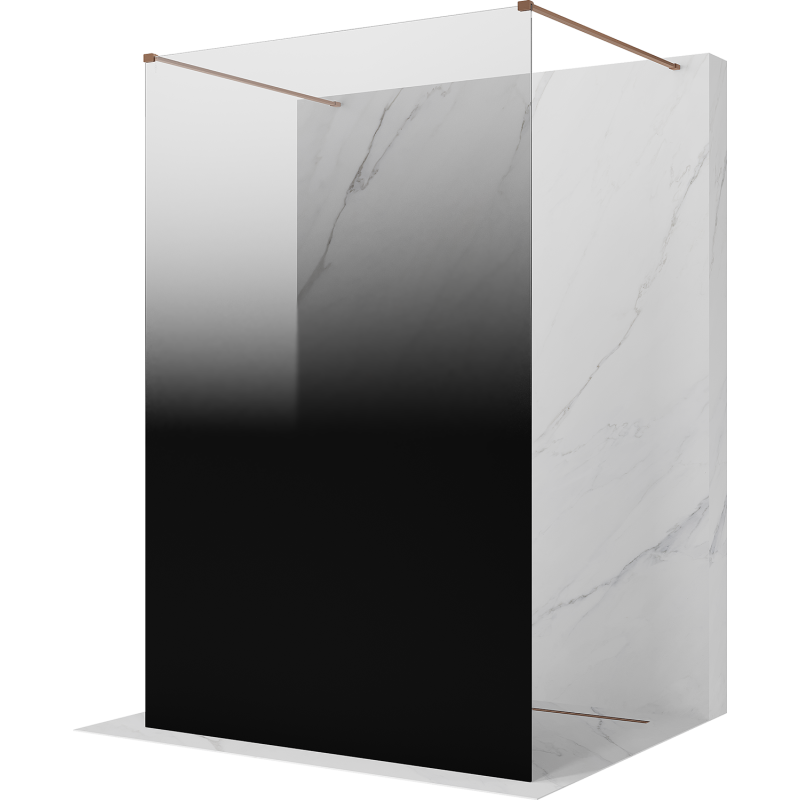 Mexen Kioto vapaasti seisova suihkuseinä 130 x 200 cm, musta ombre 8 mm, harjattu kupari - 800-130-002-65-76