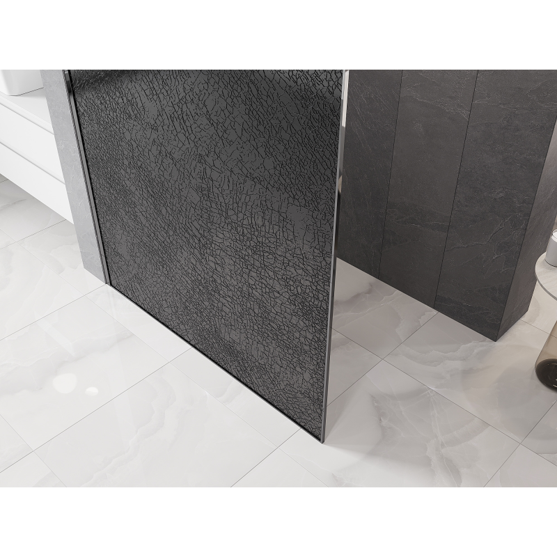 Mexen Kioto douchewand Walk-in 130 x 200 cm, crackle grafiet 12 mm, chroom - 800-130-101-01-44-X