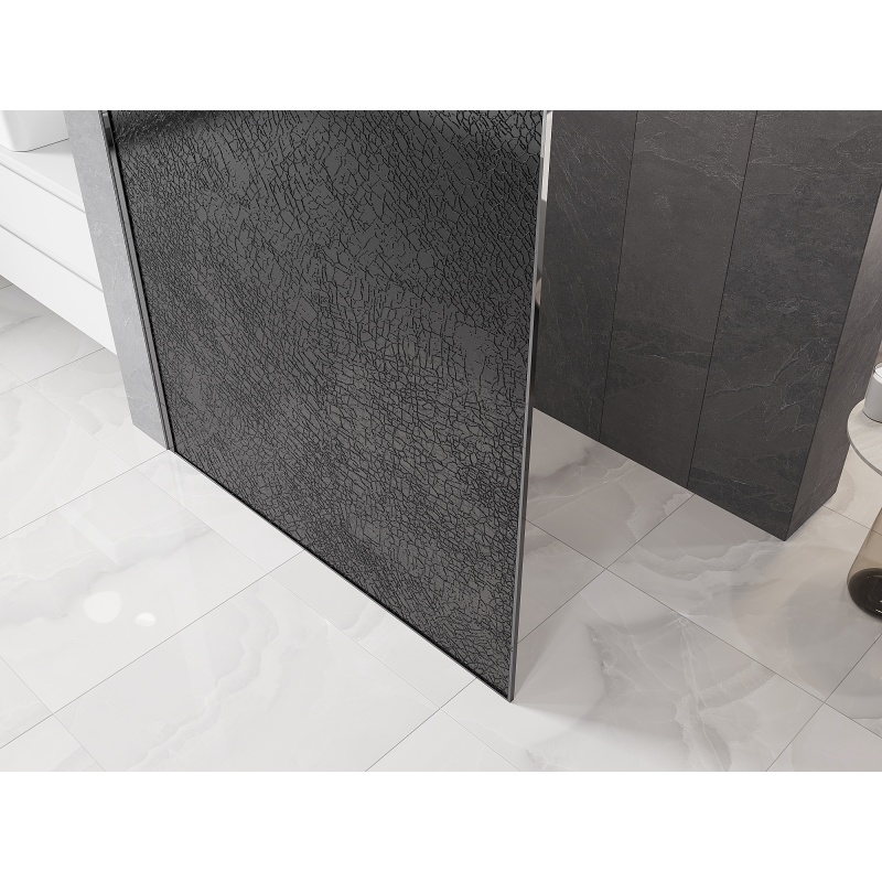 Mexen Kioto pannello doccia Walk-in 130 x 200 cm, crackle grafite 12 mm, cromo - 800-130-101-01-44-X