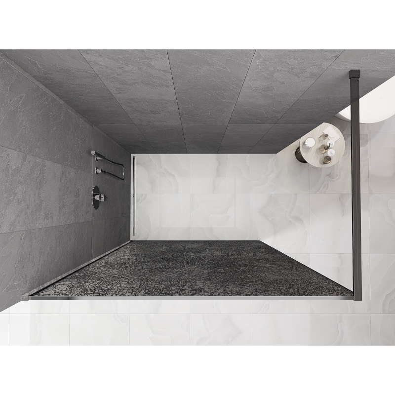 Mexen Kioto duschvägg Walk-in 130 x 200 cm, sprickor grafit 12 mm, krom - 800-130-101-01-44-X
