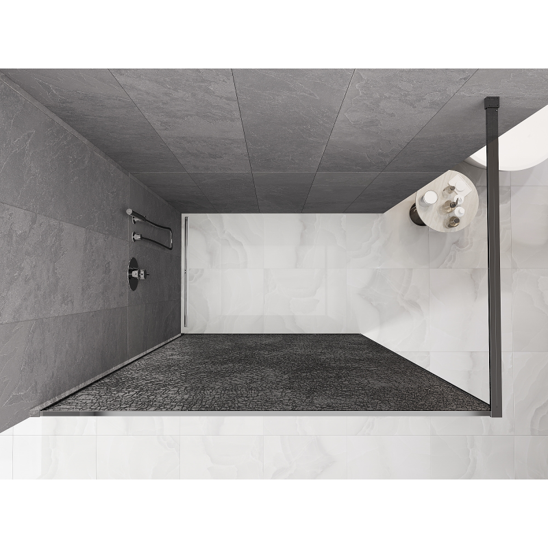 Mexen Kioto paroi de douche Walk-in 130 x 200 cm, crackle graphite 12 mm, chrome - 800-130-101-01-44-X