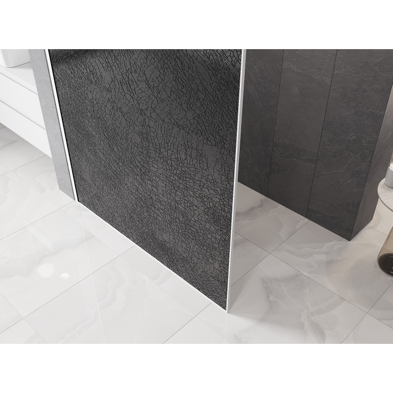 Mexen Kioto Πάνελ ντους Walk-in 100 x 200 cm, γραφίτης ραγισμένος 12 mm, λευκό