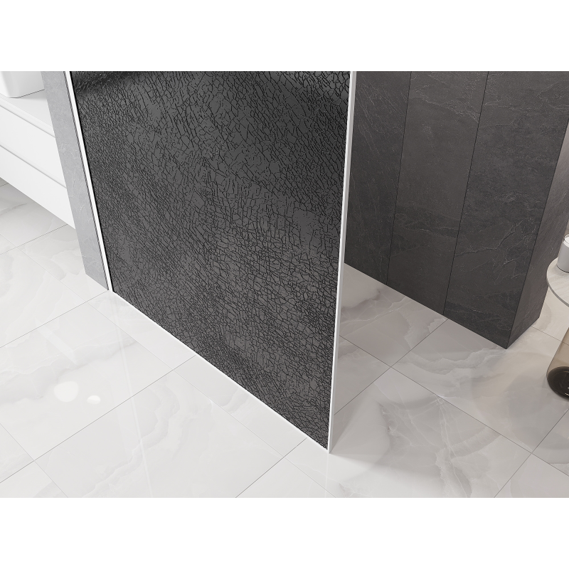 Mexen Kioto douchewand Walk-in 130 x 200 cm, crackle grafiet 12 mm, wit - 800-130-101-20-44-X