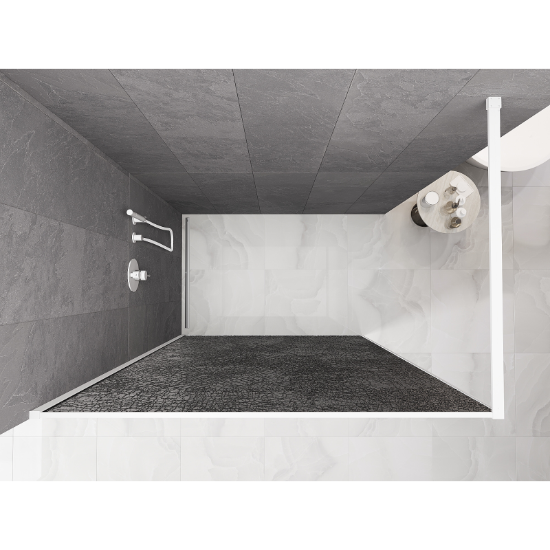 Mexen Kioto Πάνελ ντους Walk-in 100 x 200 cm, γραφίτης ραγισμένος 12 mm, λευκό