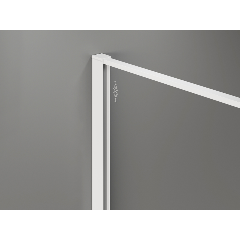 Mexen Kioto panel de ducha Walk-in 130 x 200 cm, crackle grafito 12 mm, blanco - 800-130-101-20-44-X
