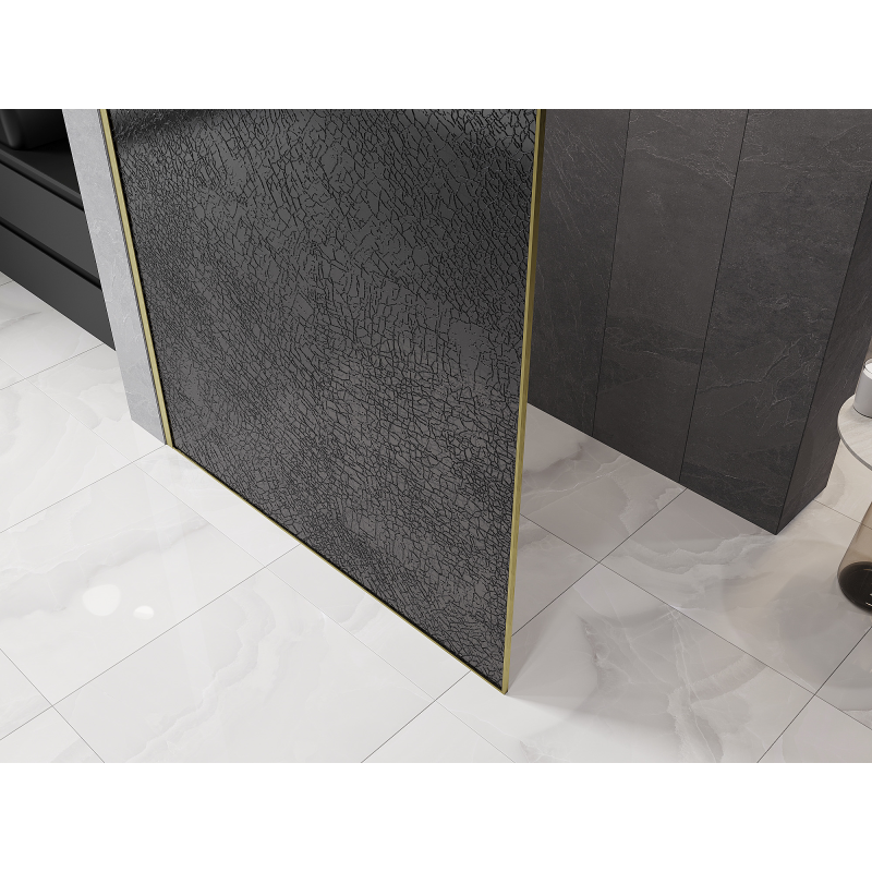 Mexen Kioto parede de duche Walk-in 160 x 200 cm, crackle grafite 12 mm, dourado escovado - 800-160-101-55-44-X