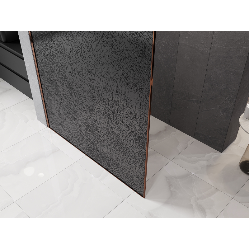 Mexen Kioto panel de ducha Walk-in 160 x 200 cm, crackle grafito 12 mm, oro rosa - 800-160-101-60-44-X