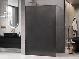Mexen Kioto parede de duche Walk-in 70 x 200 cm, crackle grafite 12 mm, ouro rosa - 800-070-101-60-44-X