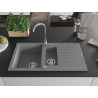 Mexen Matias fregadero de granito de 1,5 senos con escurridor y grifo de cocina Telma, gris - 6502-71-670200-00