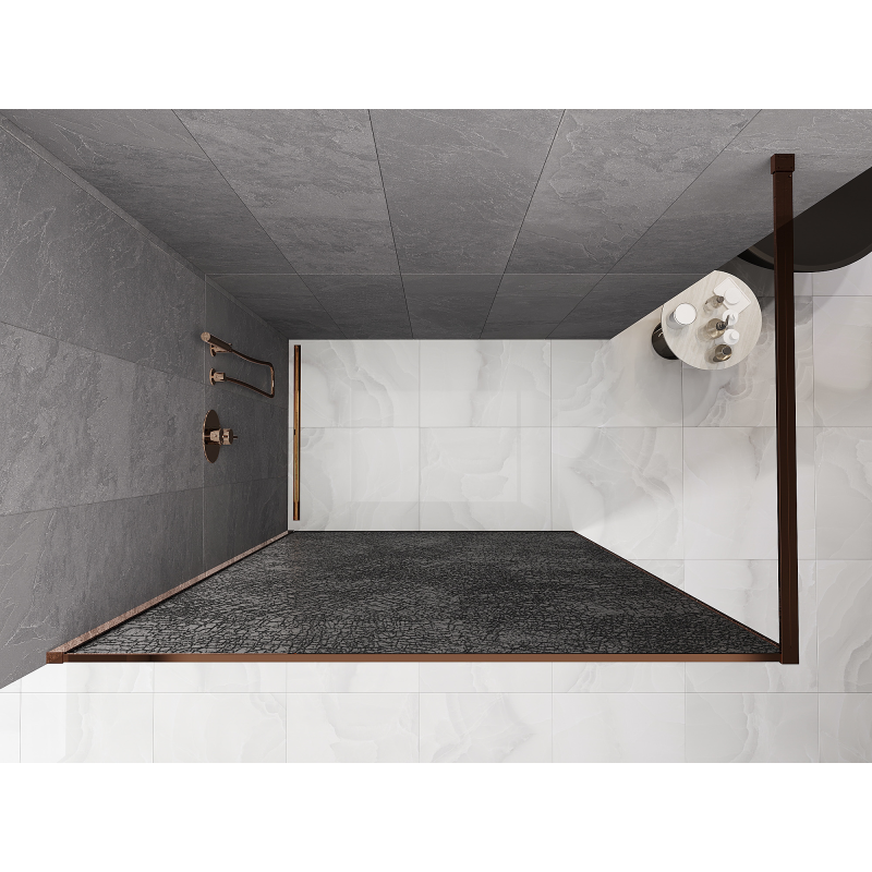 Mexen Kioto Paroi de douche Walk-in 70 x 200 cm, crackle graphite 12 mm, or rose - 800-070-101-60-44-X