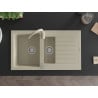 Mexen Matias Granitspüle 1,5-Becken mit Abtropffläche und Küchenarmatur Telma, beige - 6502-69-670200-69