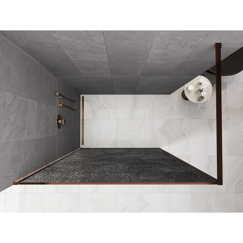 Mexen Kioto paroi de douche Walk-in 80 x 200 cm, crackle graphite 12 mm, or rose - 800-080-101-60-44-X