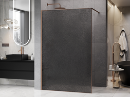 Mexen Kioto parede de duche walk-in 100 x 200 cm, crackle grafite 12 mm, cobre escovado - 800-100-101-65-44-X