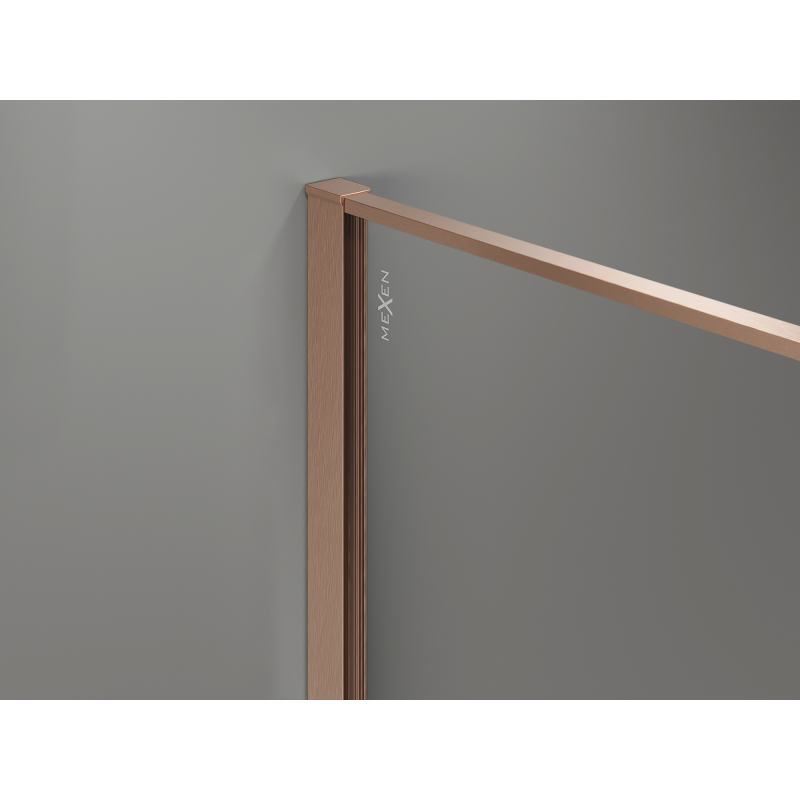 Mexen Kioto parede de duche Walk-in 90 x 200 cm, vidraça grafite 12 mm, cobre escovado - 800-090-101-65-44-X