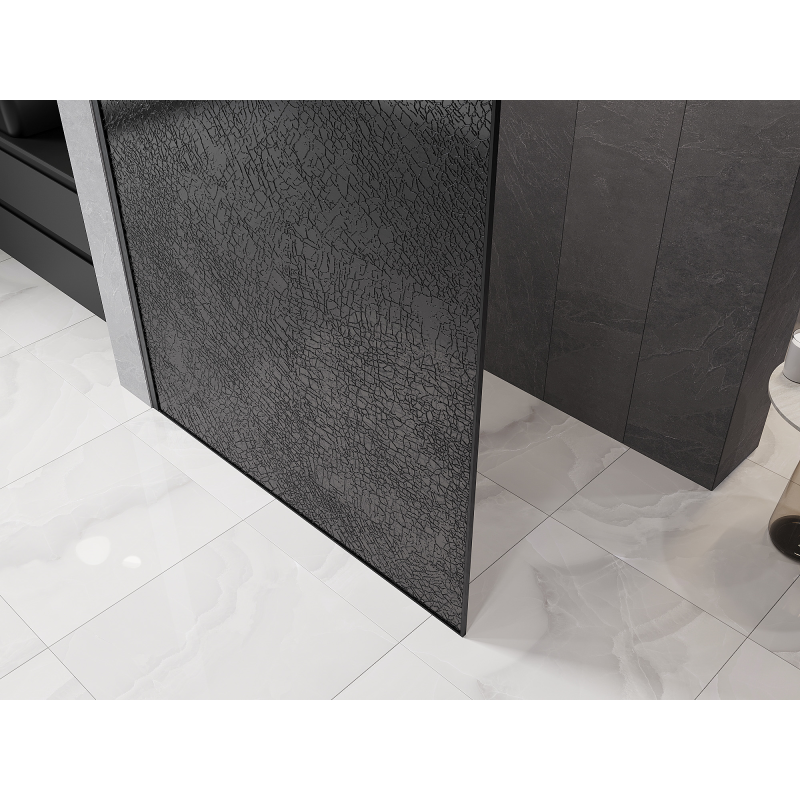 Mexen Kioto mampara de ducha Walk-in 130 x 200 cm, crackle grafito 12 mm, gun gray cepillado - 800-130-101-66-44-X