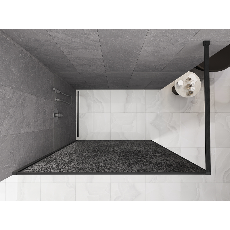 Mexen Kioto ścianka prysznicowa Walk-in 130 x 200 cm, crackle grafit 12 mm, gun gray szczotkowany - 800-130-101-66-44-X
