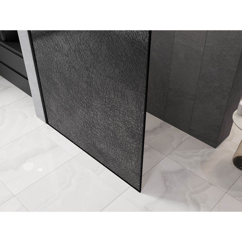 Mexen Kioto paroi de douche Walk-in 100 x 200 cm, crackle graphite 12 mm, noir - 800-100-101-70-44-X