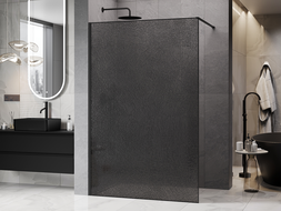 Mexen Kioto parede de duche Walk-in 100 x 200 cm, crackle grafite 12 mm, preto - 800-100-101-70-44-X