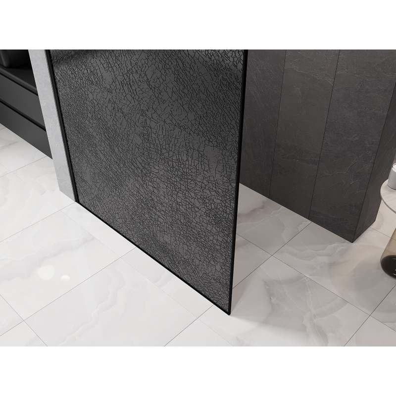 Mexen Kioto panel de ducha Walk-in 130 x 200 cm, grafito crackle 12 mm, negro - 800-130-101-70-44-X