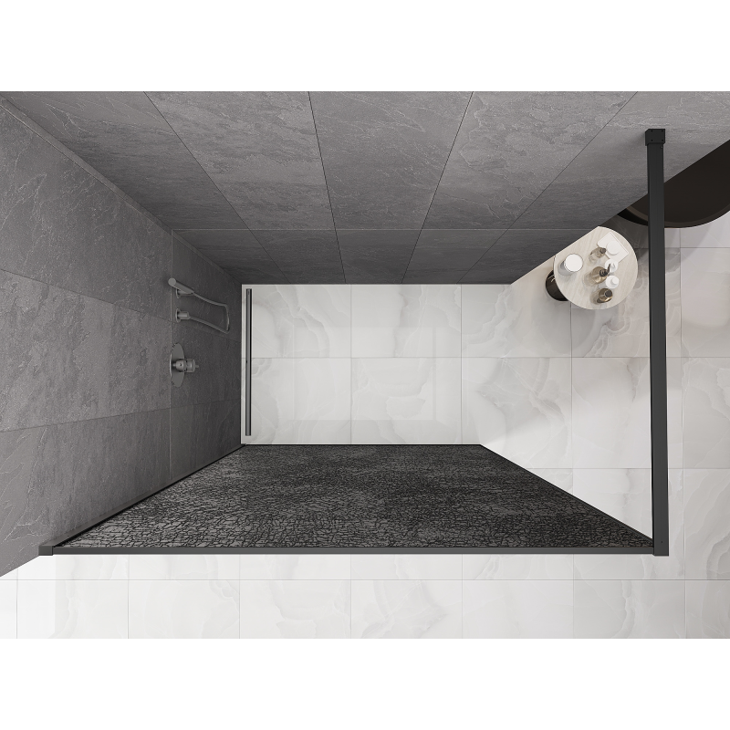 Mexen Kioto parede de duche Walk-in 110 x 200 cm, crackle grafite 12 mm, gun metal - 800-110-101-95-44-X