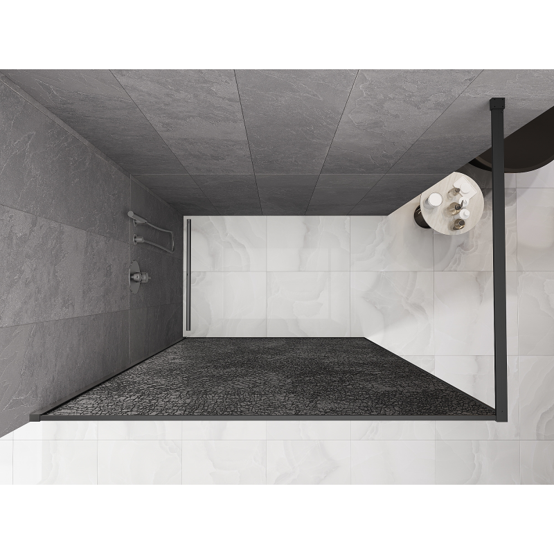 Mexen Kioto parede de duche Walk-in 80 x 200 cm, crackle grafite 12 mm, metal escurecido - 800-080-101-95-44-X