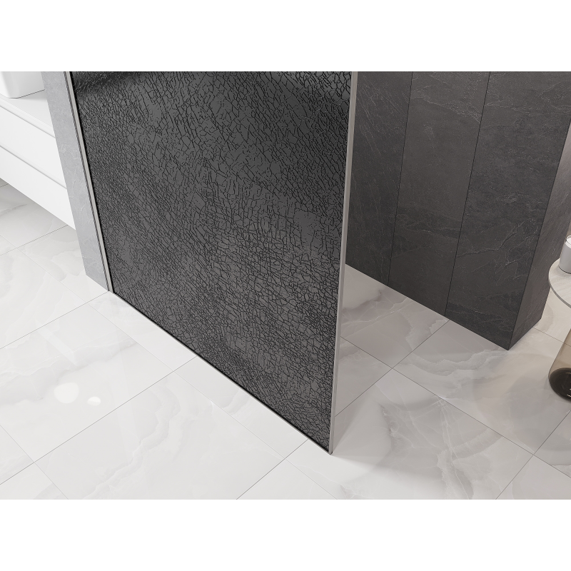 Mexen Kioto τοίχος ντους Walk-in 130 x 200 cm, crackle γραφίτης 12 mm, βουρτσισμένο