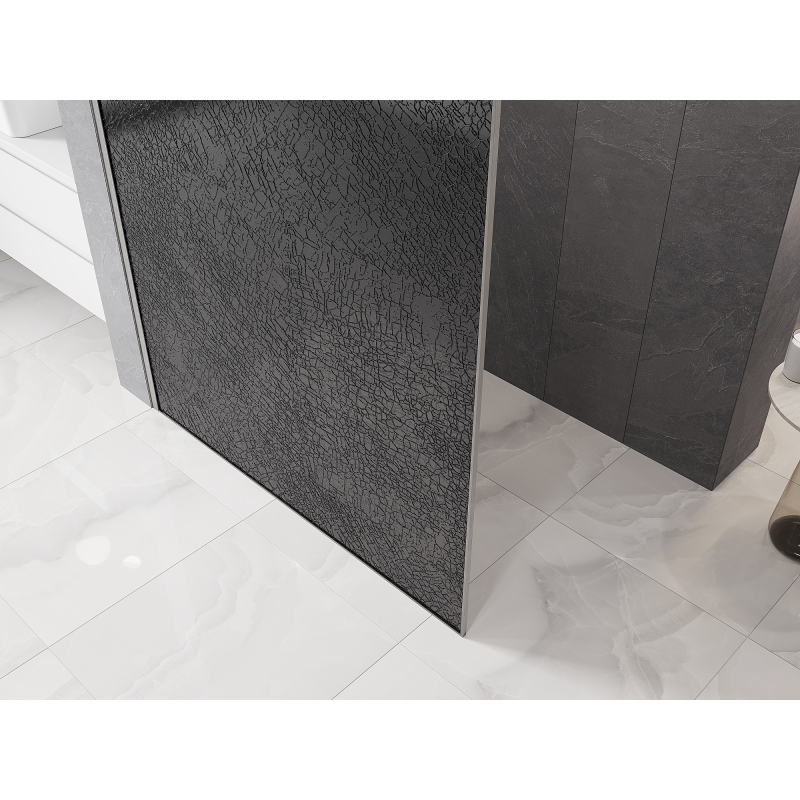 Mexen Kioto paroi de douche walk-in 150 x 200 cm, crackle graphite 12 mm, nickel brossé - 800-150-101-97-44-X