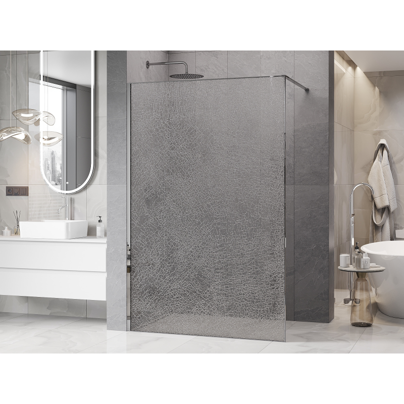 Mexen Kioto Πάνελ Ντους Walk-in 120 x 200 cm, crackle διαφανές 12 mm, χρώμιο - 800-120-101-01-04-X