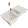 Mexen Matias granite 1.5-bowl sink with drainer and Telma kitchen tap, white - 6502-20-670200-50