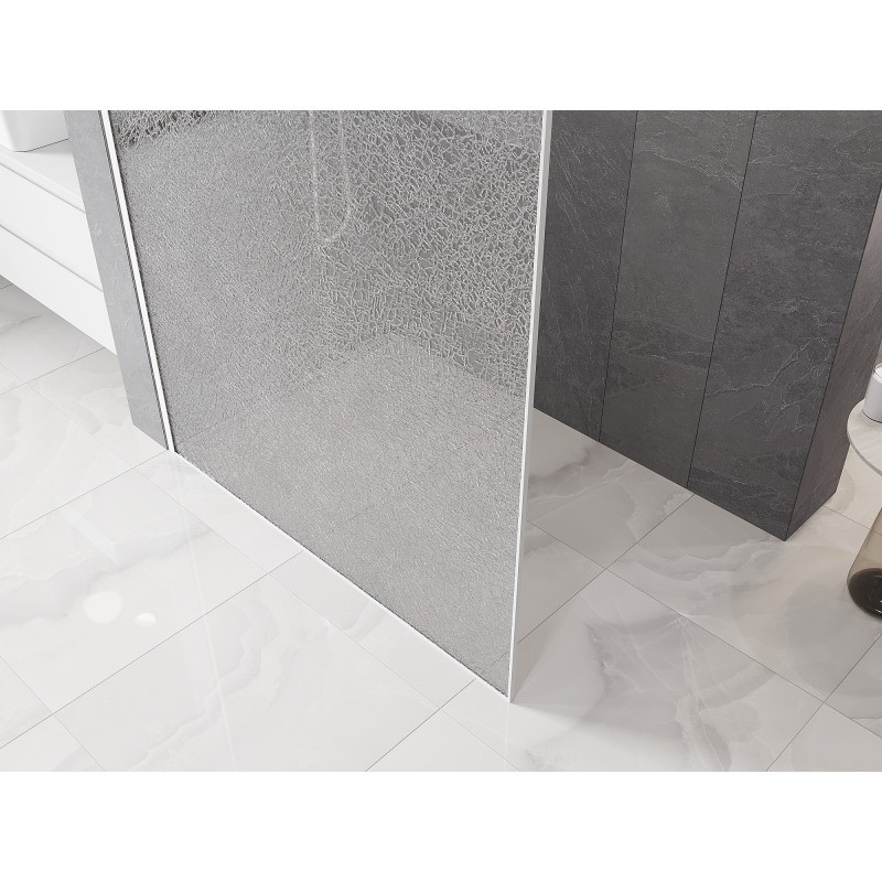 Mexen Kioto mampara de ducha Walk-in 150 x 200 cm, crackle transparente 12 mm, blanco - 800-150-101-20-04-X