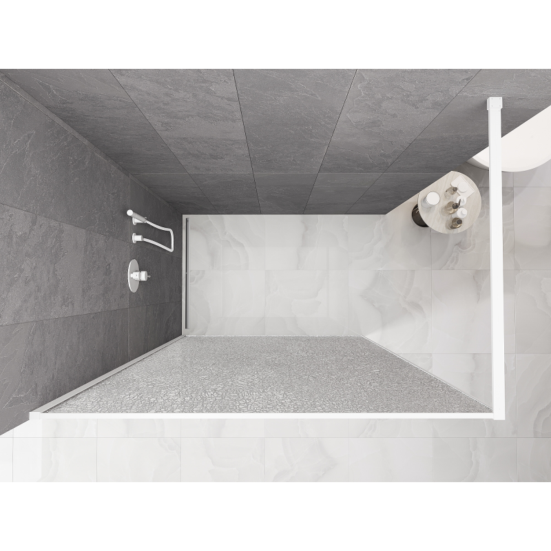 Mexen Kioto mampara de ducha Walk-in 150 x 200 cm, crackle transparente 12 mm, blanco - 800-150-101-20-04-X