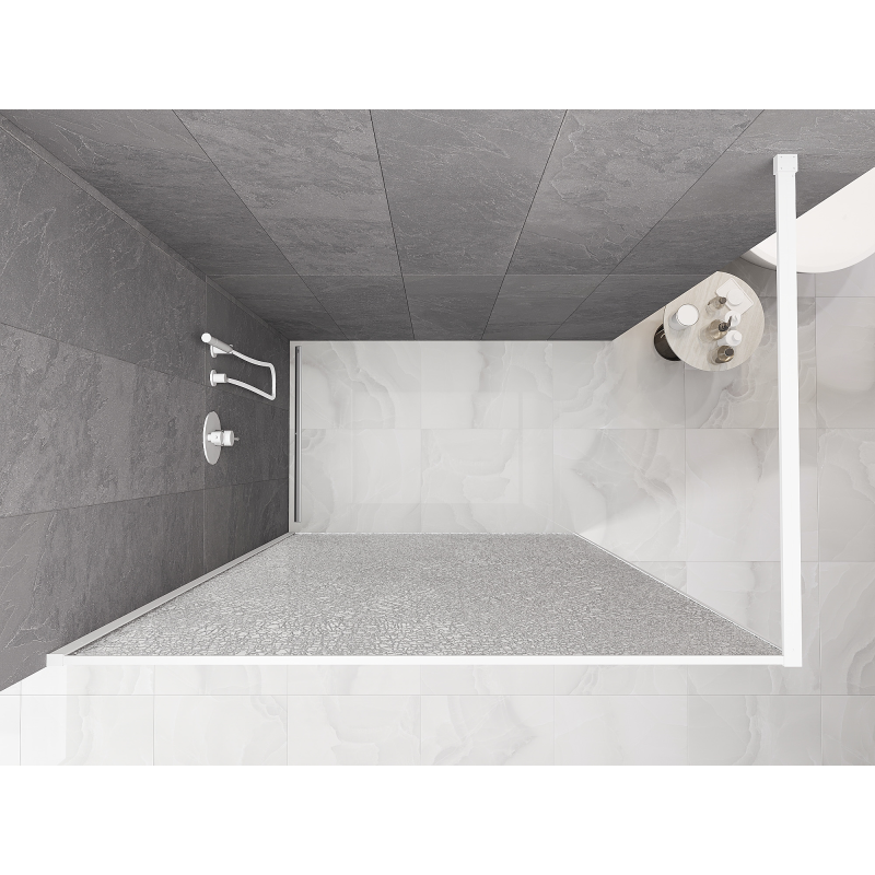 Mexen Kioto duschvägg Walk-in 70 x 200 cm, crackle transparent 12 mm, vit - 800-070-101-20-04-X