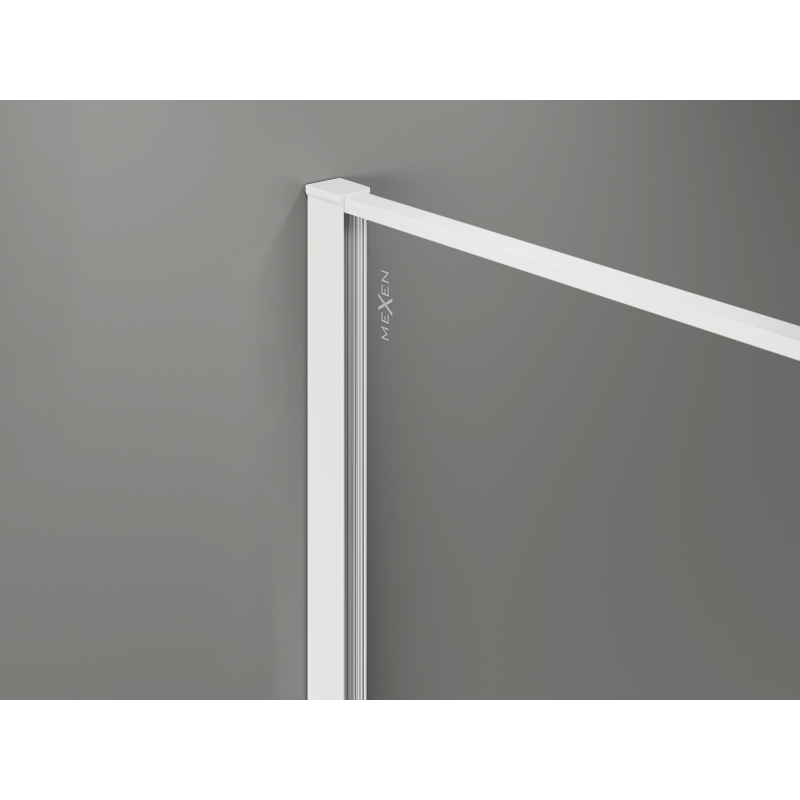 Mexen Kioto mampara de ducha Walk-in 150 x 200 cm, crackle transparente 12 mm, blanco - 800-150-101-20-04-X