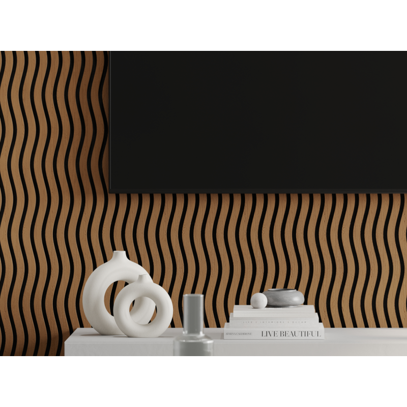 Mexen Lam-SF 01 lamele ścienne akustyczne 280 x 30 cm, filc 9 mm, fornir techniczny, Dąb Natural - S106-280-01-042