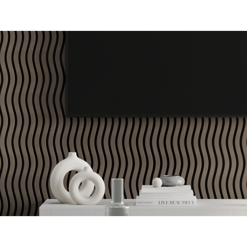 Mexen Lam-SF 01 lamele ścienne akustyczne 280 x 30 cm, filc 9 mm, fornir techniczny, Szary Dąb - S106-280-01-043