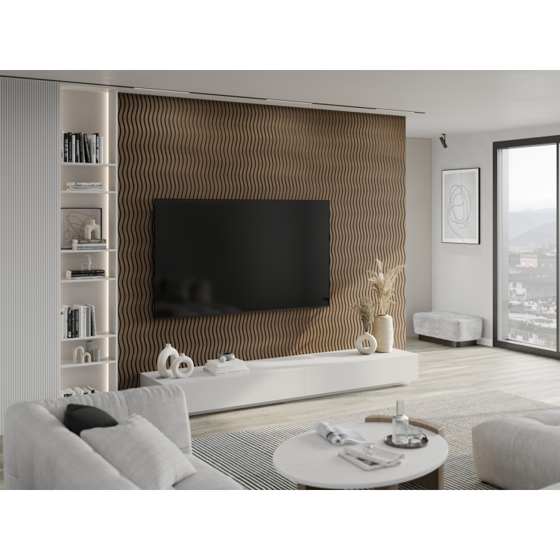 Mexen Lam-SF 01 lamele ścienne akustyczne 280 x 30 cm, filc 9 mm, fornir techniczny, Ciemny Orzech - S106-280-01-044