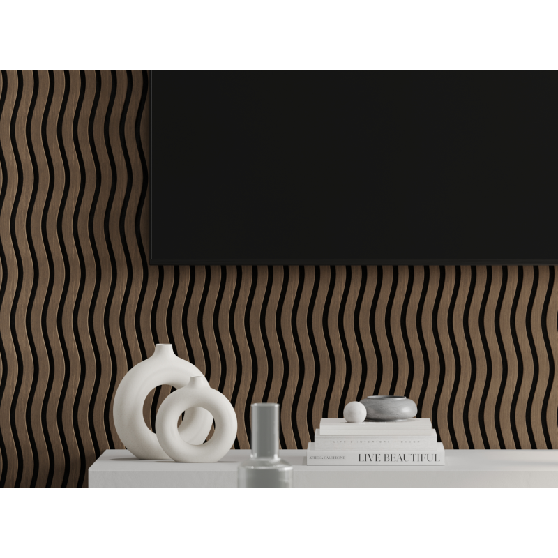 Mexen Lam-SF 01 Akustische Wandpaneele 280 x 30 cm, Filz 9 mm, technisches Furnier, Dunkle Walnuss - S106-280-01-044