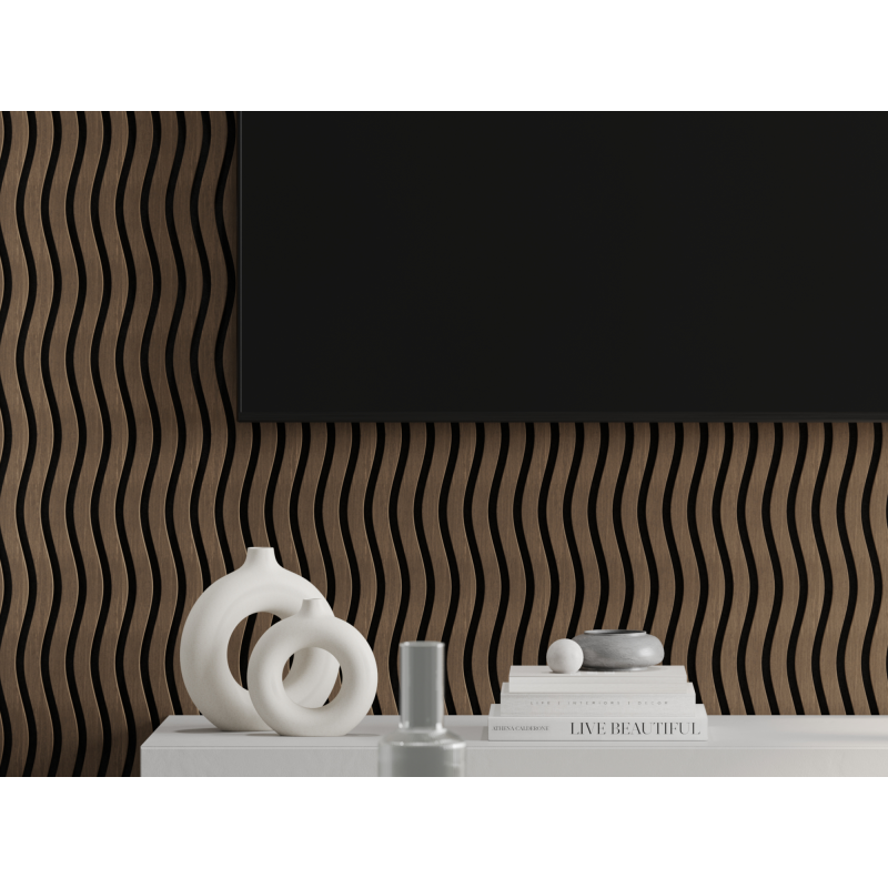 Mexen Lam-SF 01 lamele ścienne akustyczne 280 x 30 cm, filc 9 mm, fornir techniczny, Ciemny Orzech - S106-280-01-044