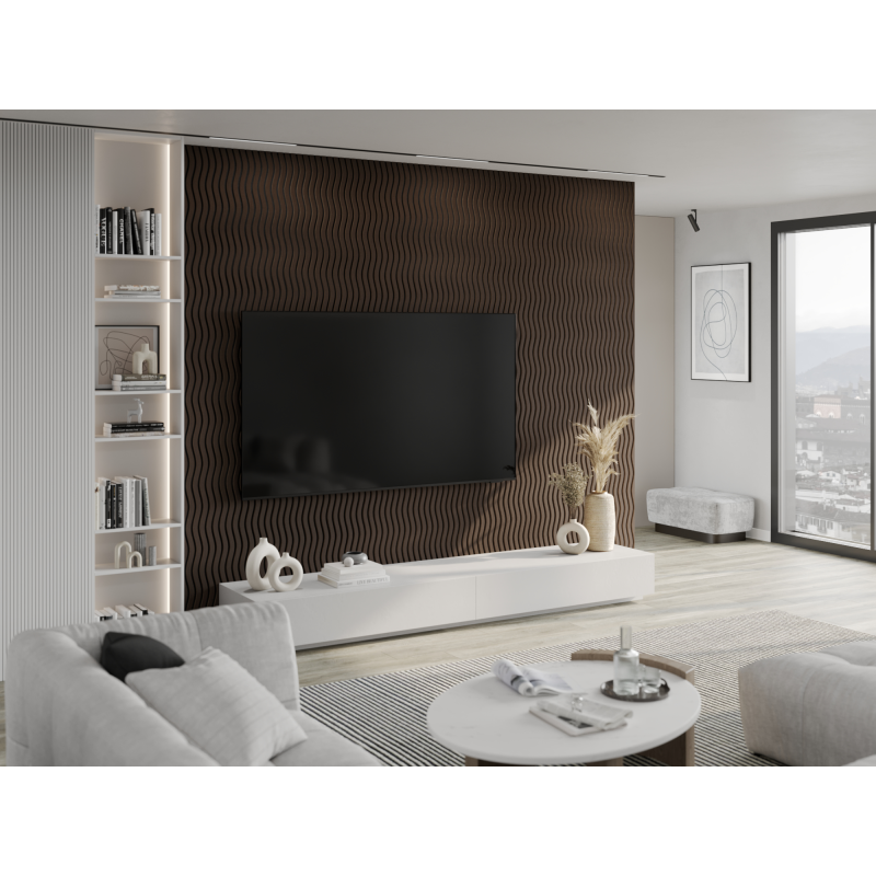 Mexen Lam-SF 01 lamele ścienne akustyczne 280 x 30 cm, filc 9 mm, fornir techniczny, Dąb Mocca - S106-280-01-045