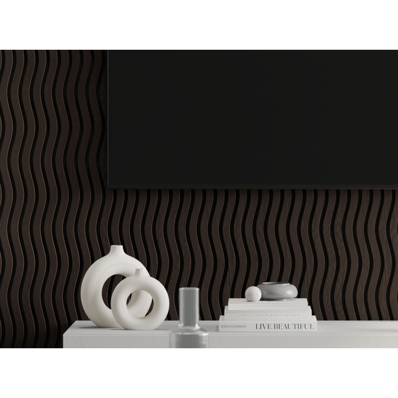 Mexen Lam-SF 01 lamele ścienne akustyczne 280 x 30 cm, filc 9 mm, fornir techniczny, Czarny Dąb - S106-280-01-046