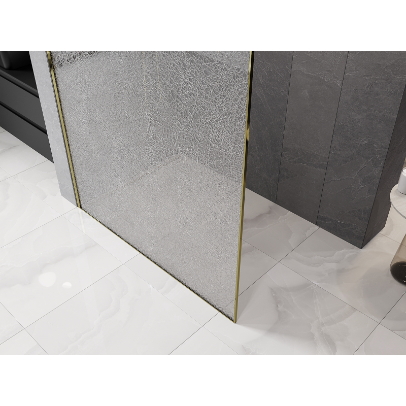 Mexen Kioto parede de chuveiro Walk-in 150 x 200 cm, crackle transparente 12 mm, dourada - 800-150-101-50-04-X